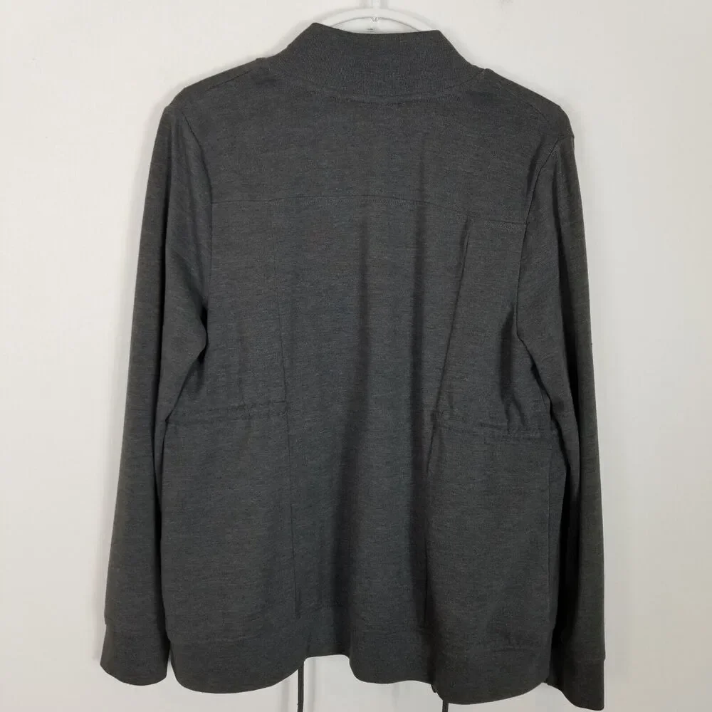 All Saints Womens‎ Gina Drape Jacket Sz 8 Grey Marl Soft Jersey Designer Open